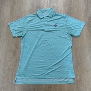 B Draddy Sport Polo Men M Blue Striped Performance Golf Westchester Country Club